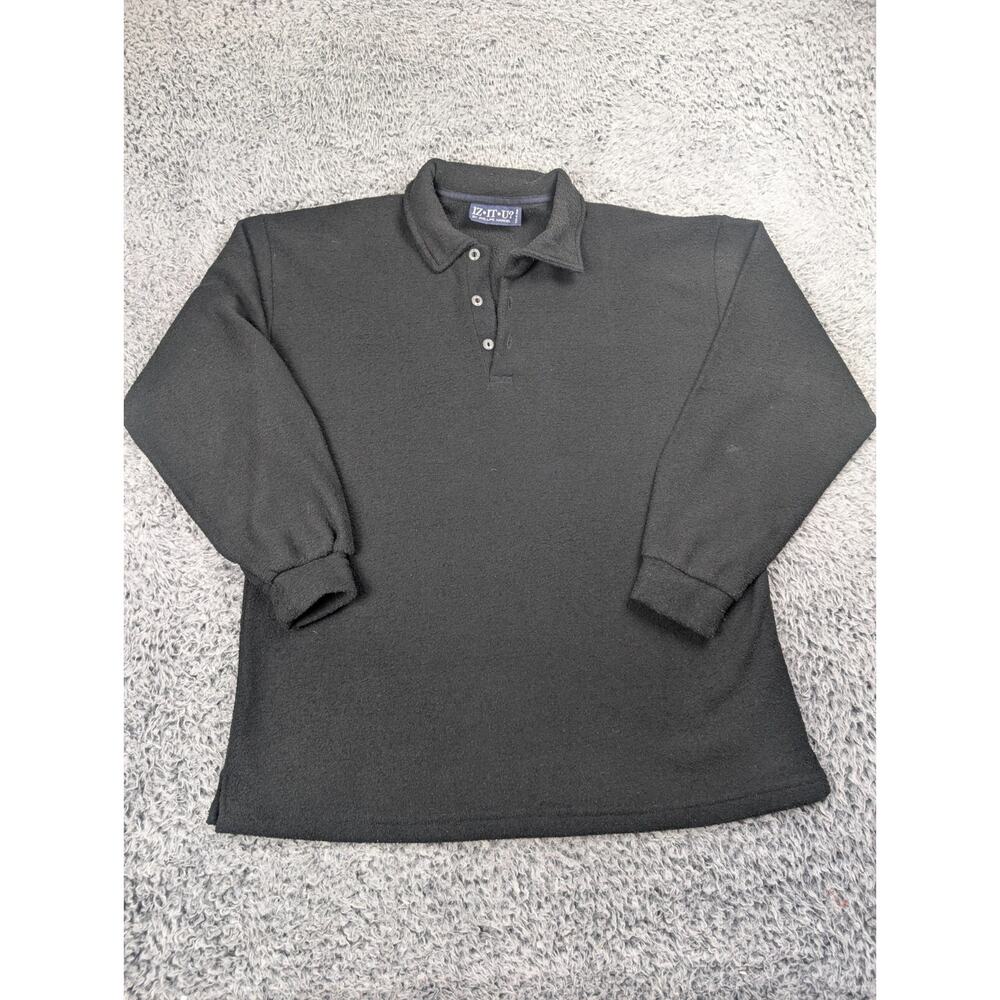 Vintage Phillipe Marcel Shirt Men Medium Black USA Made Polo Button Classiccore